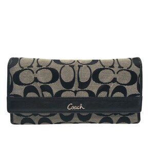 Coach Gray Monogram Canvas Cinched Wallet